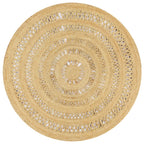 Alfombra de yute tejida a mano blanco y natural 120 cm