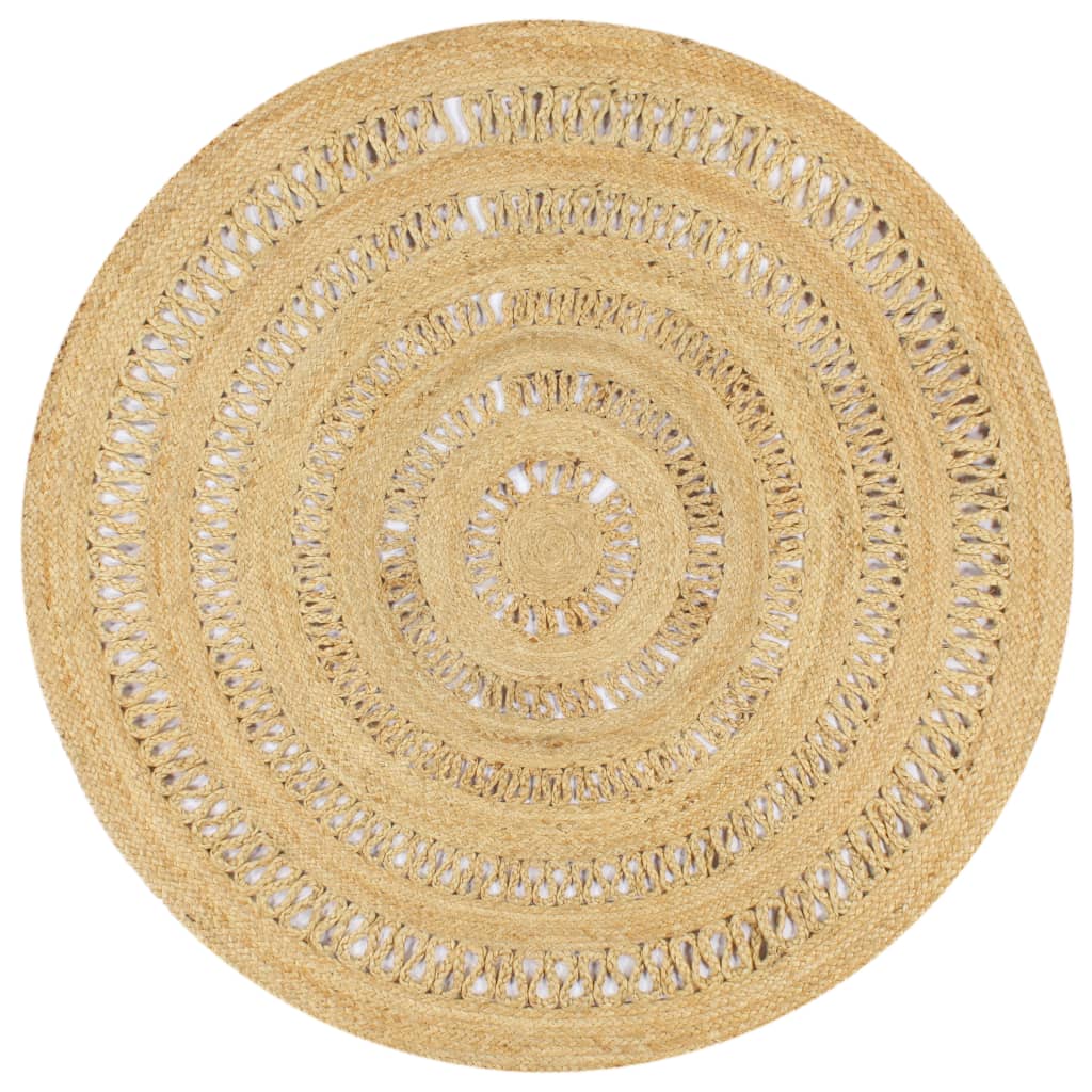 Alfombra de yute tejida a mano blanco y natural 120 cm