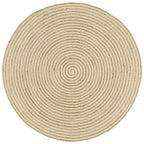 Alfombra de yute tejida a mano blanco y natural 120 cm