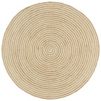 Alfombra de yute tejida a mano blanco y natural 120 cm