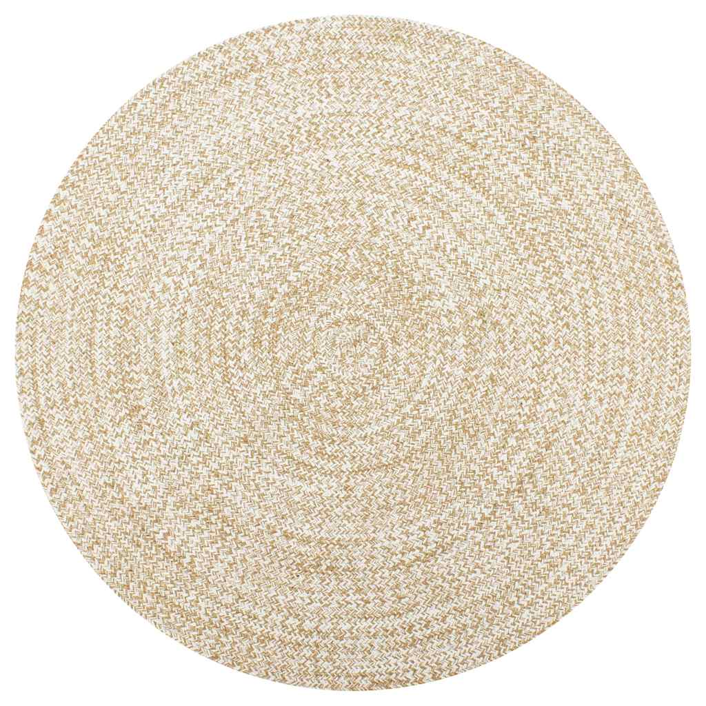 Alfombra de yute tejida a mano blanco y natural 120 cm