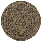 Alfombra hecha a mano de yute negra y natural 120 cm