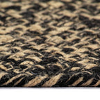 Alfombra hecha a mano de yute negra y natural 120 cm