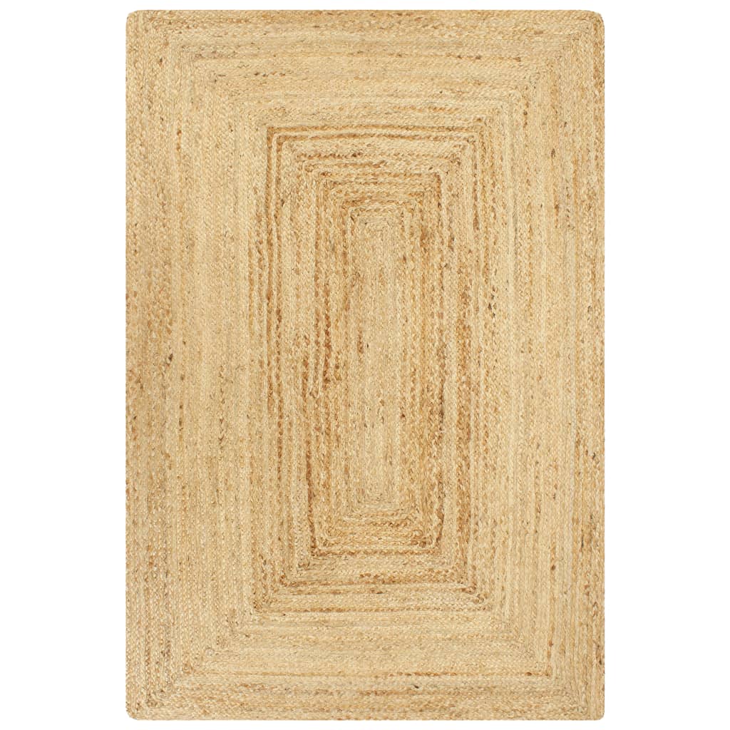 Alfombra de yute tejida a mano blanco y natural 120 cm