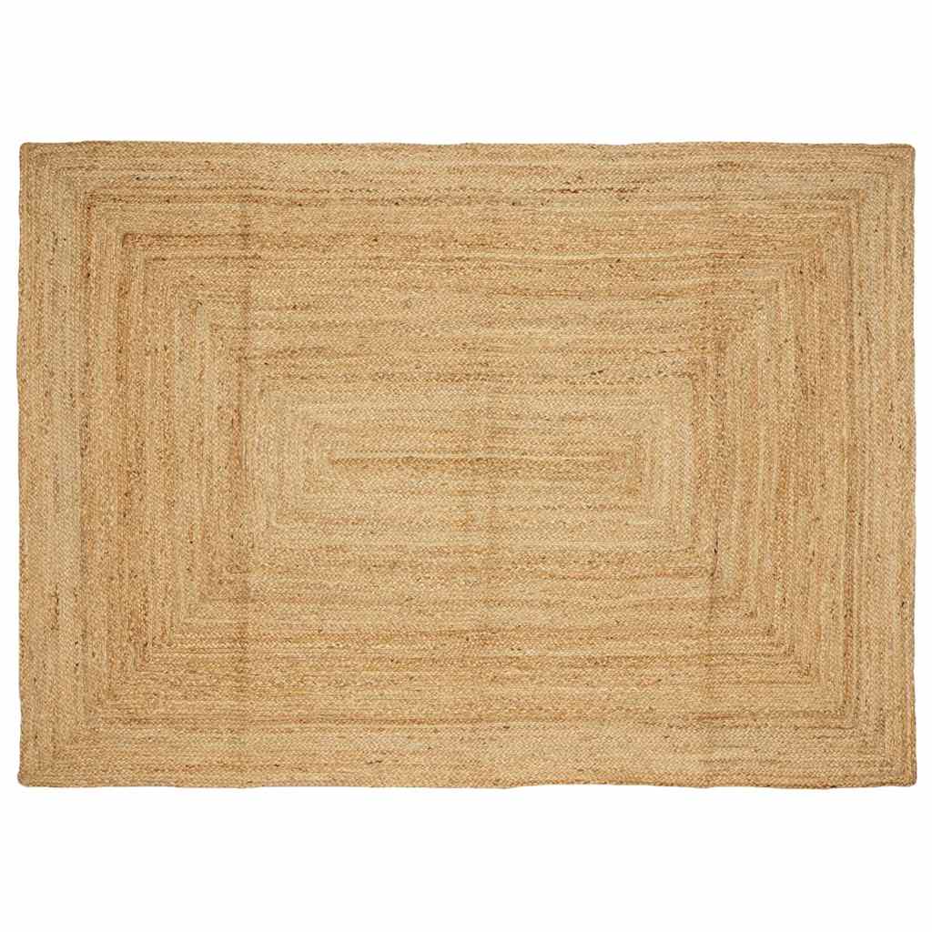 Alfombra de yute tejida a mano blanco y natural 120 cm