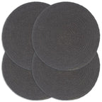 Mantel individual 4 unidades redondo yute negro 38 cm