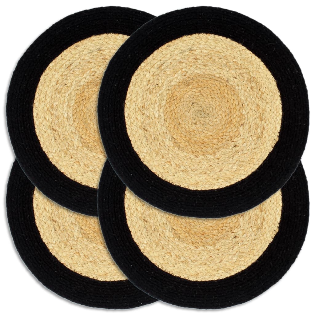 Mantel individual 4 unidades redondo yute negro 38 cm