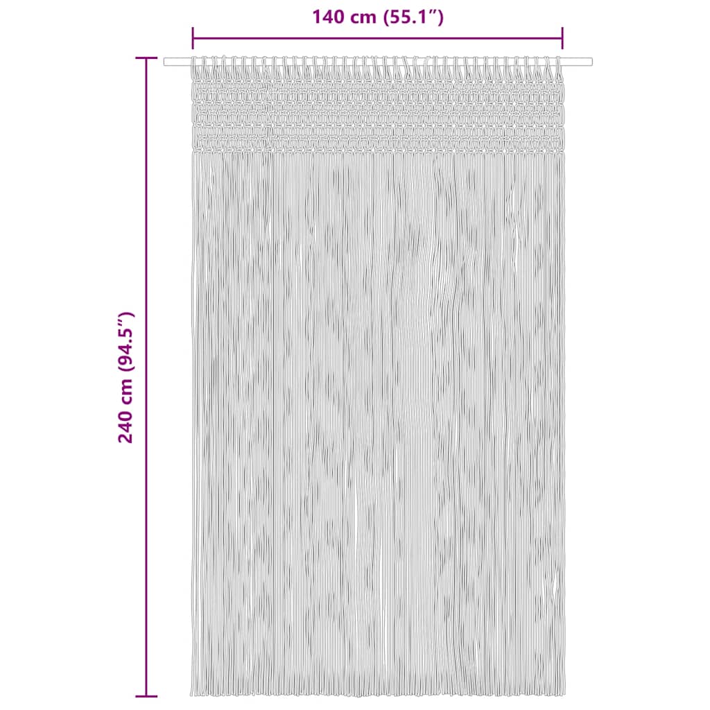 Cortina de macramé algodón 140x240 cm