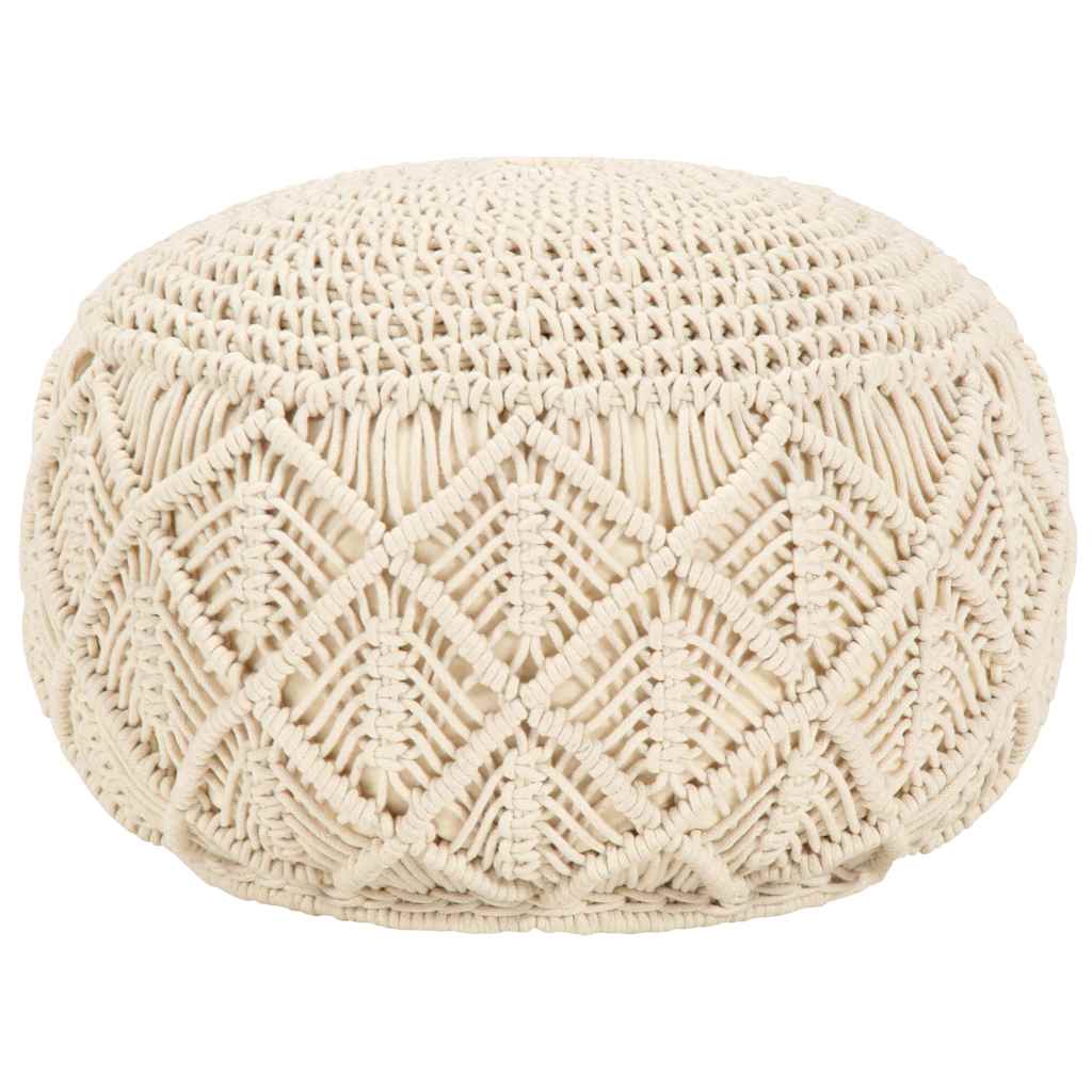 Puf de macramé hecho a mano algodón 45x30 cm