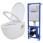 Wall-hung toilet with concealed ceramic cistern, black