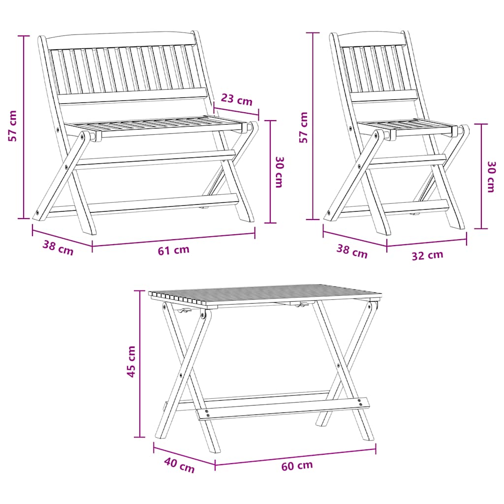 Comedor de jardín para niños 4 pzas madera maciza de eucalipto
