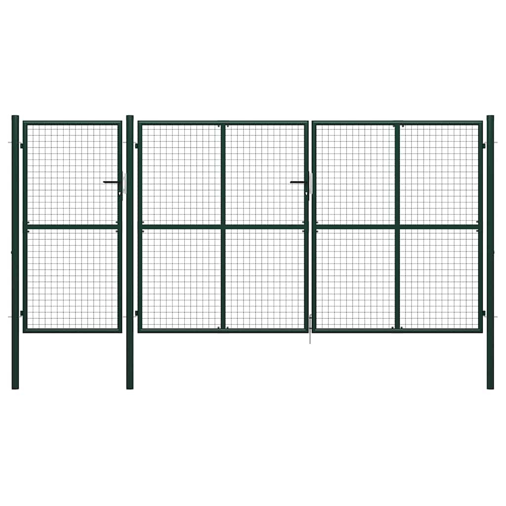 Puerta de jardín con postes de acero 350x100 cm antracita
