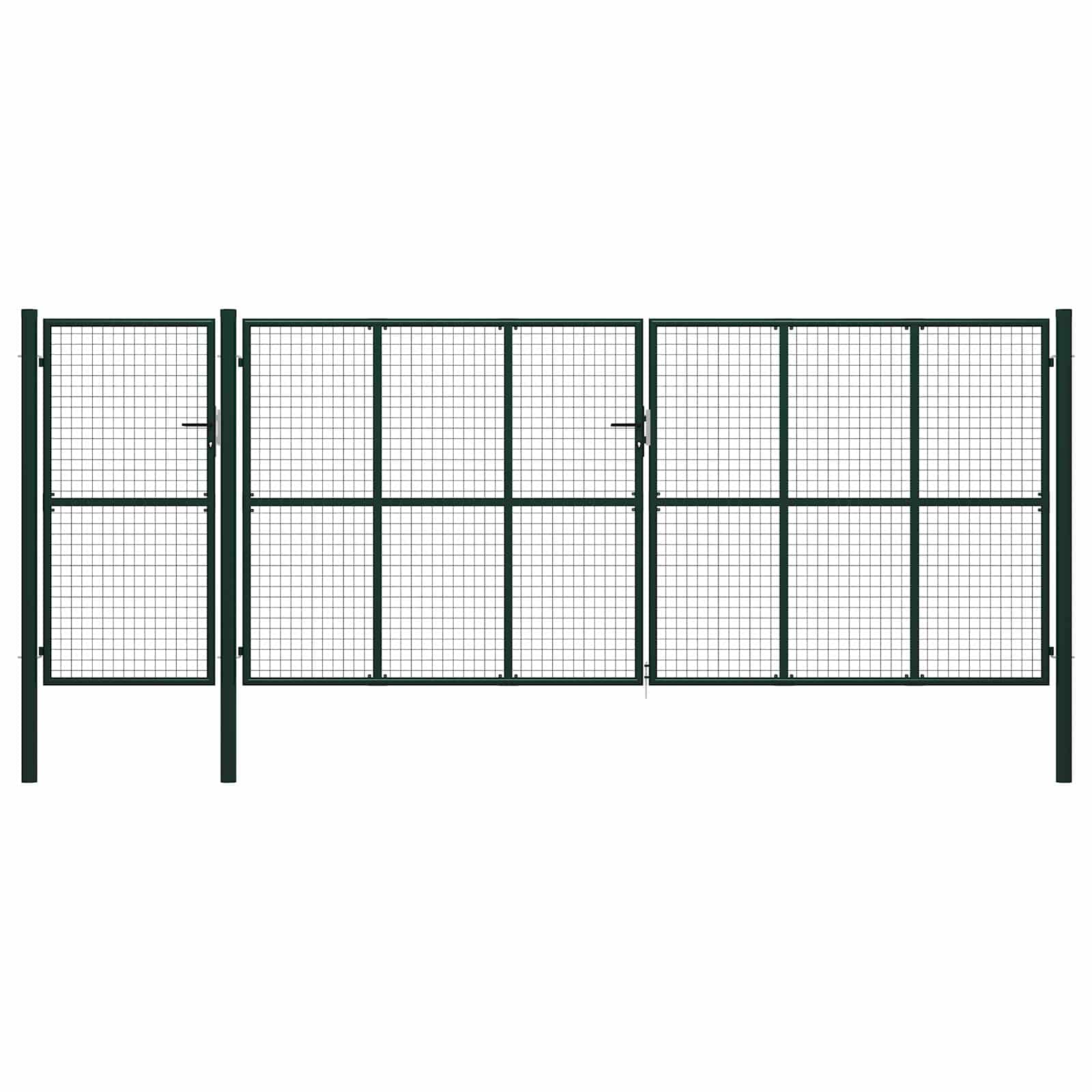 Puerta de cerca con cerradura Verde 175 cm Acero