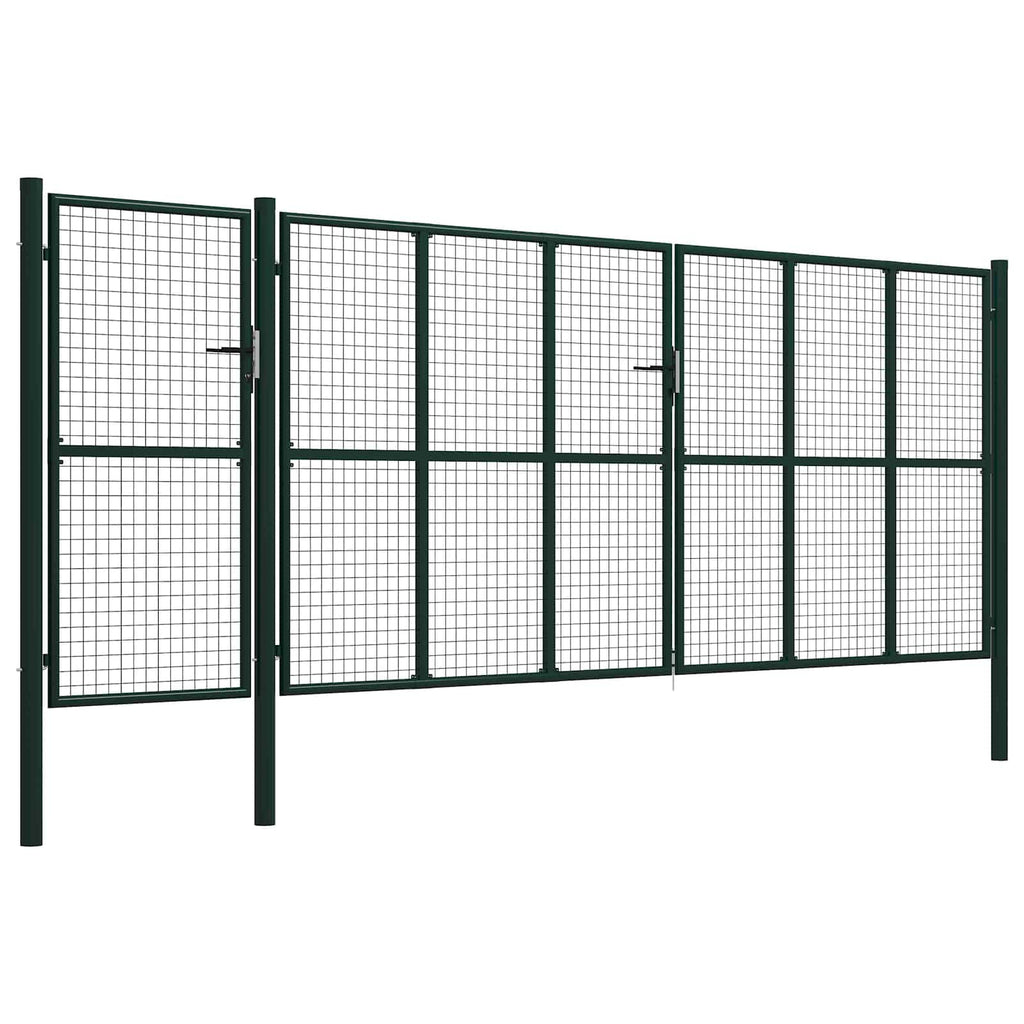 Puerta de cerca con cerradura Verde 175 cm Acero