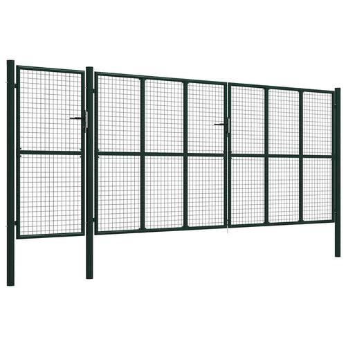 Puerta de cerca con cerradura Verde 175 cm Acero