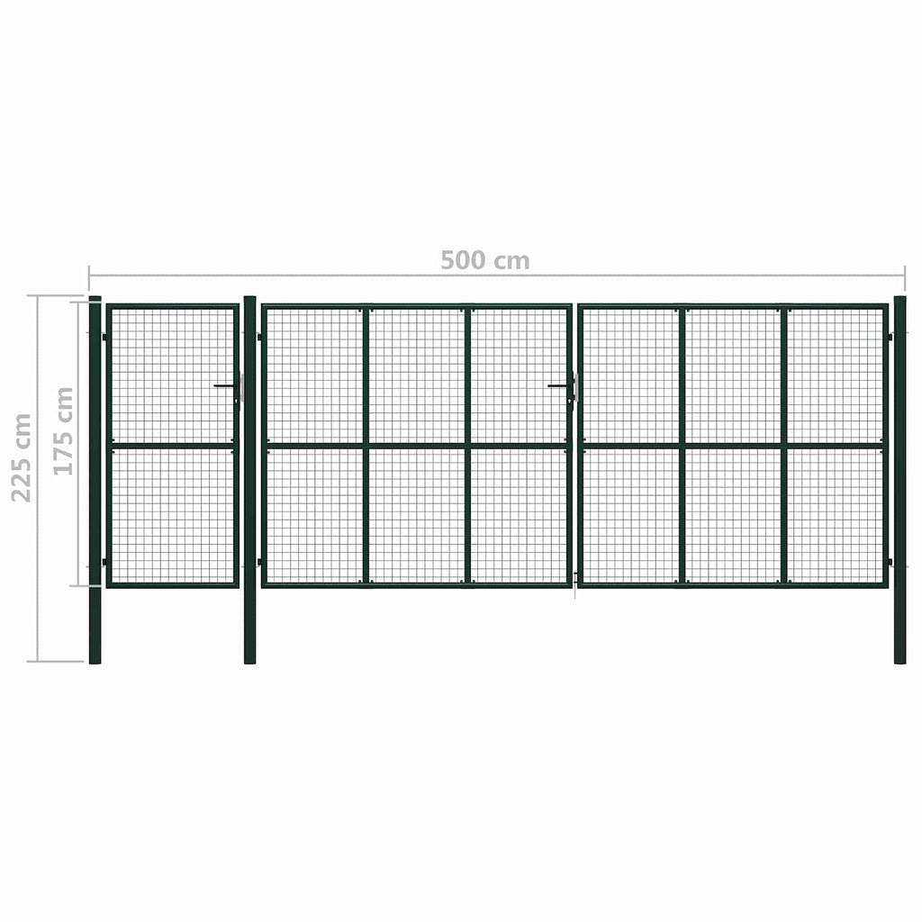 Puerta de cerca con cerradura Verde 175 cm Acero