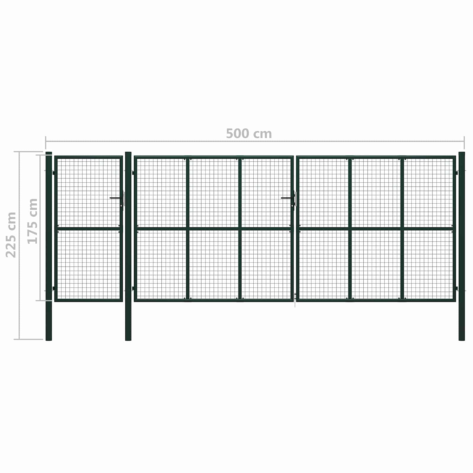 Puerta de cerca con cerradura Verde 175 cm Acero