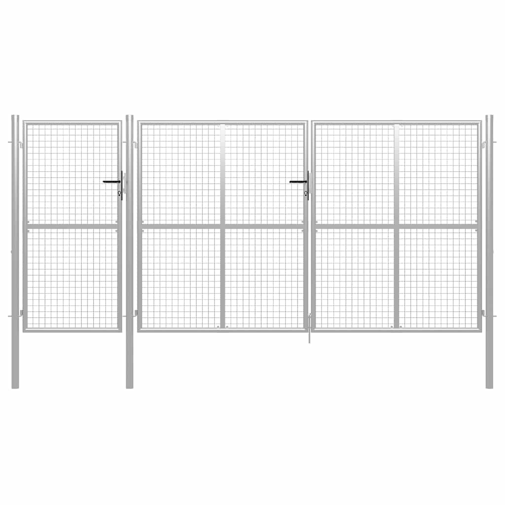 Puerta de jardín con postes de acero 350x100 cm antracita