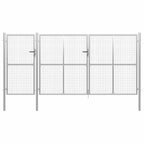 Puerta de jardín con postes de acero 350x100 cm antracita