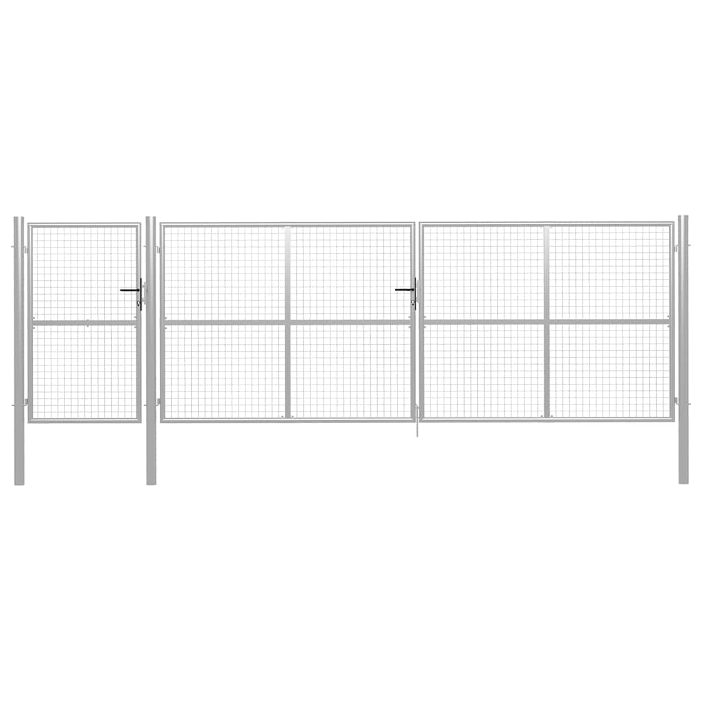 Puerta de jardín con postes de acero 350x100 cm antracita