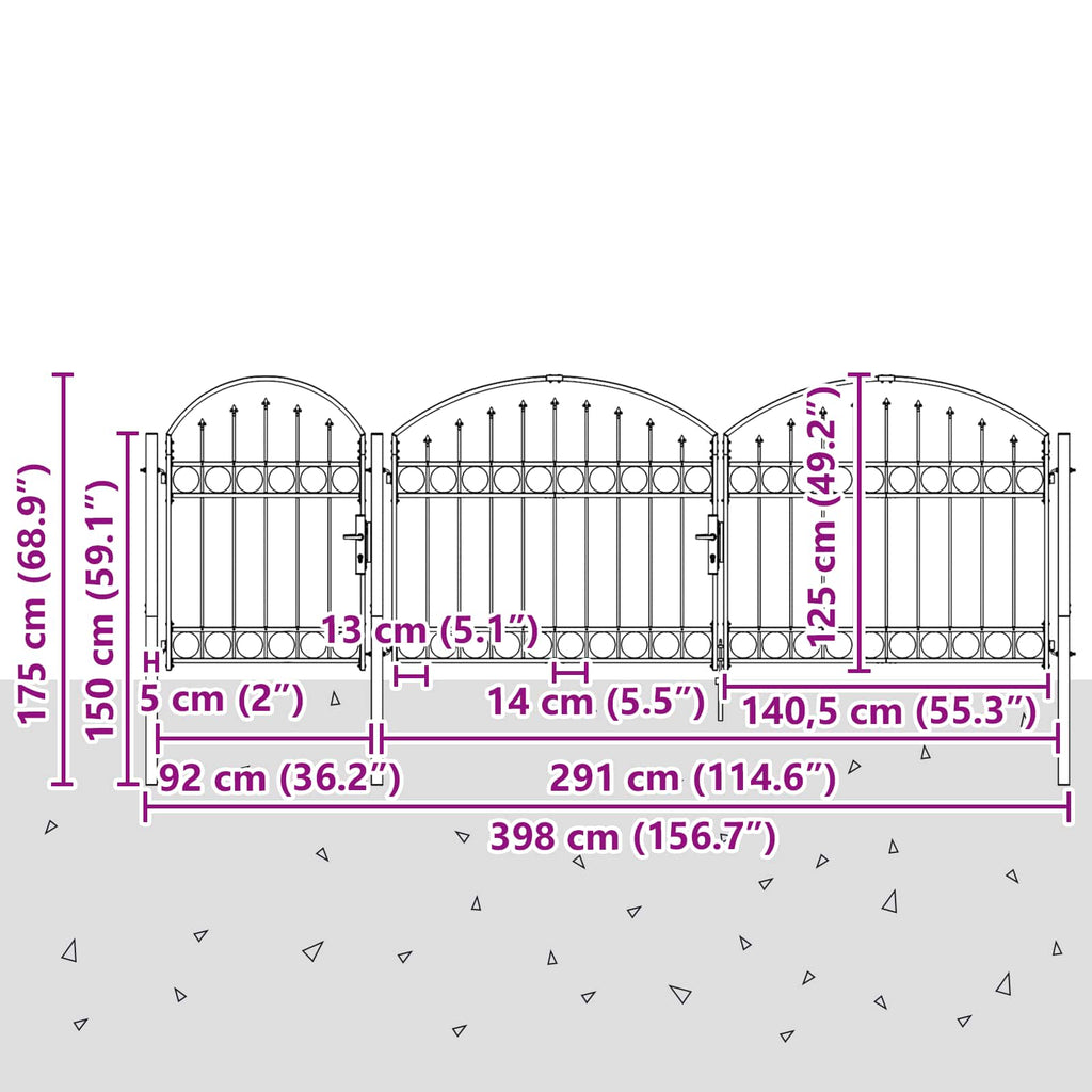 Puerta de valla jardín con parte superior arqueada ASSEN