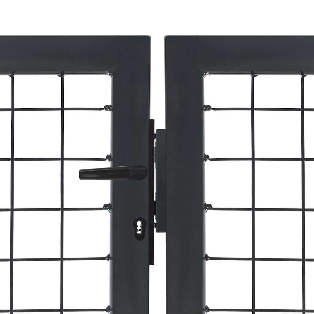 Puerta de jardín con postes de acero 350x100 cm antracita