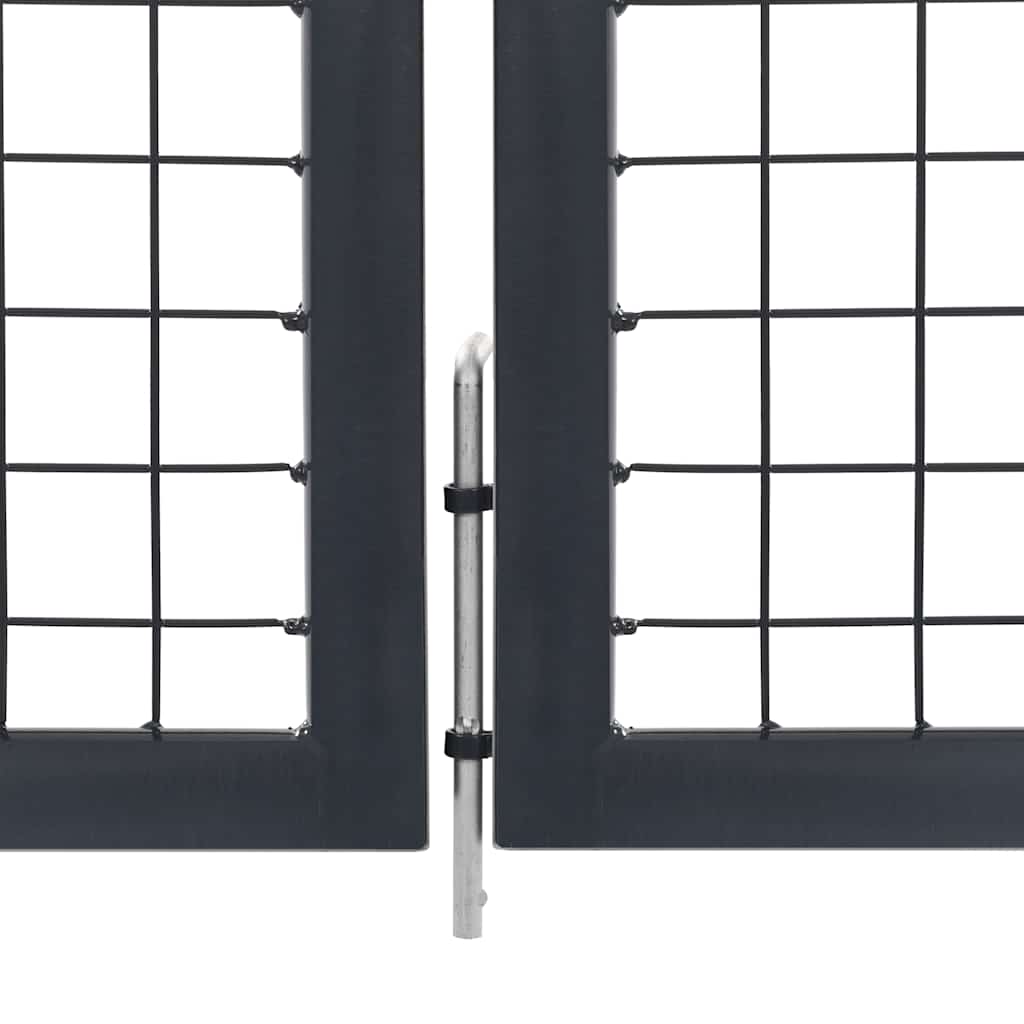 Puerta de jardín con postes de acero 350x100 cm antracita