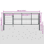 Puerta de jardín con postes de acero 350x100 cm antracita