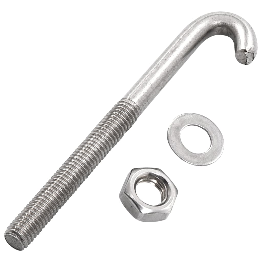 Perno de anclaje en J con tuerca y arandela 25 sets M8x100 mm