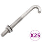 Perno de anclaje en J con tuerca y arandela 25 sets M8x100 mm
