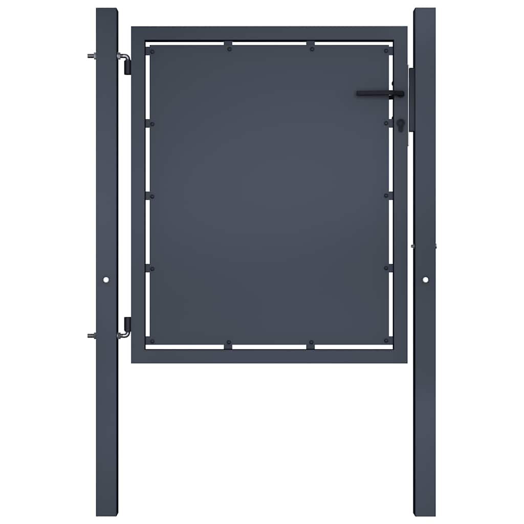 Puerta de jardín con postes de acero 350x100 cm antracita