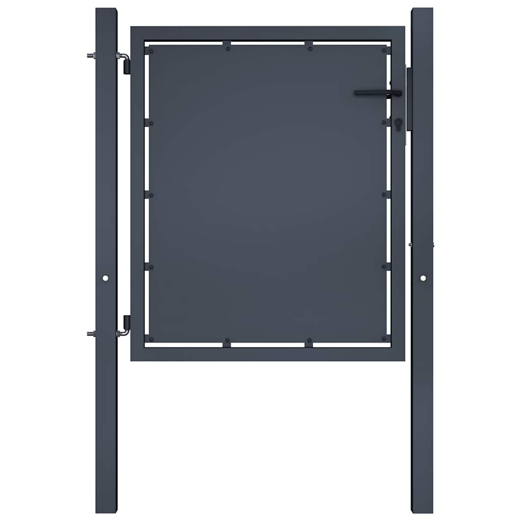 Puerta de jardín con postes de acero 350x100 cm antracita