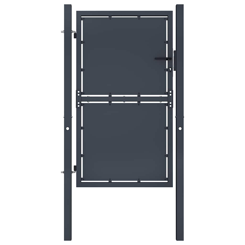 Puerta de jardín con postes de acero 350x100 cm antracita