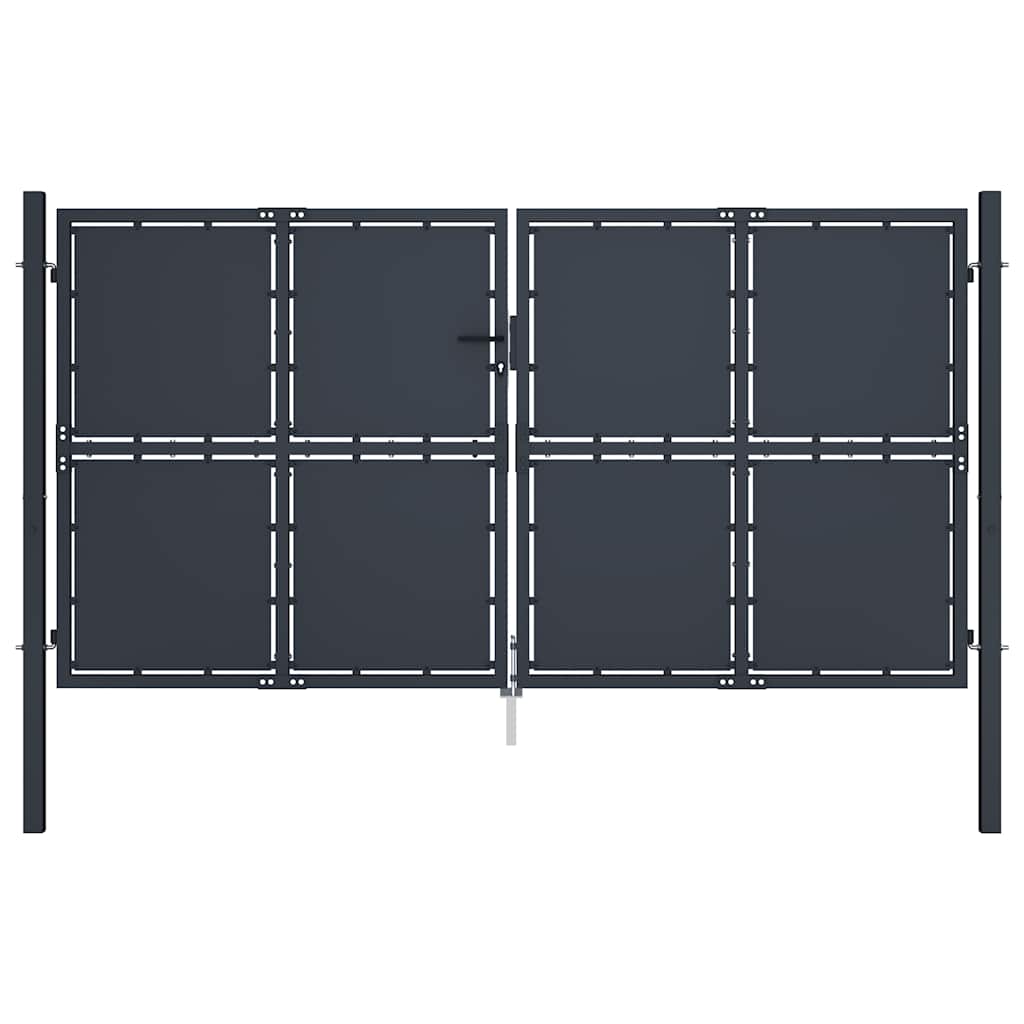Puerta de jardín con postes de acero 350x100 cm antracita