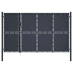 Puerta de jardín con postes de acero 350x100 cm antracita