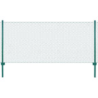 Valla de malla alambre con postes acero 25x0,5 m verde