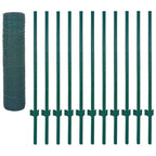 Valla de malla alambre con postes acero 25x0,5 m verde