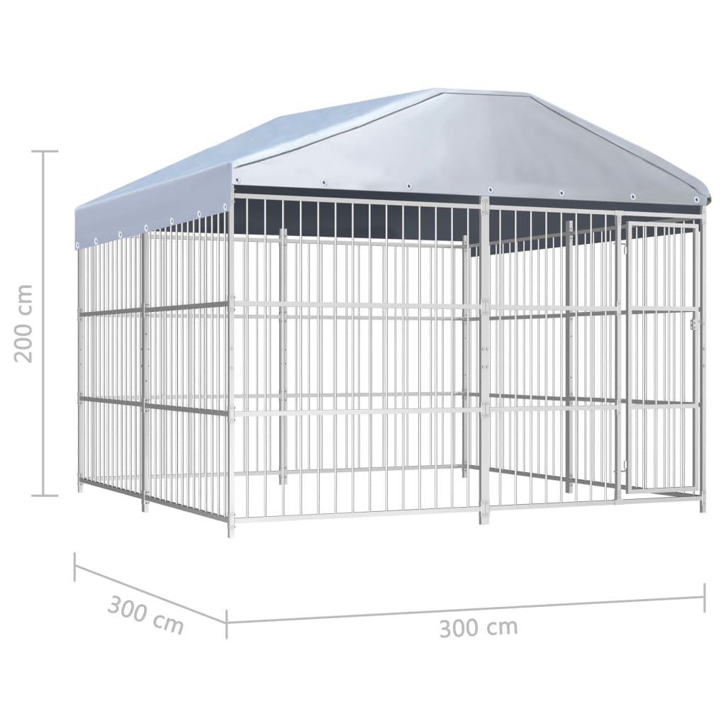 Perrera de exterior con techo 300x300 cm