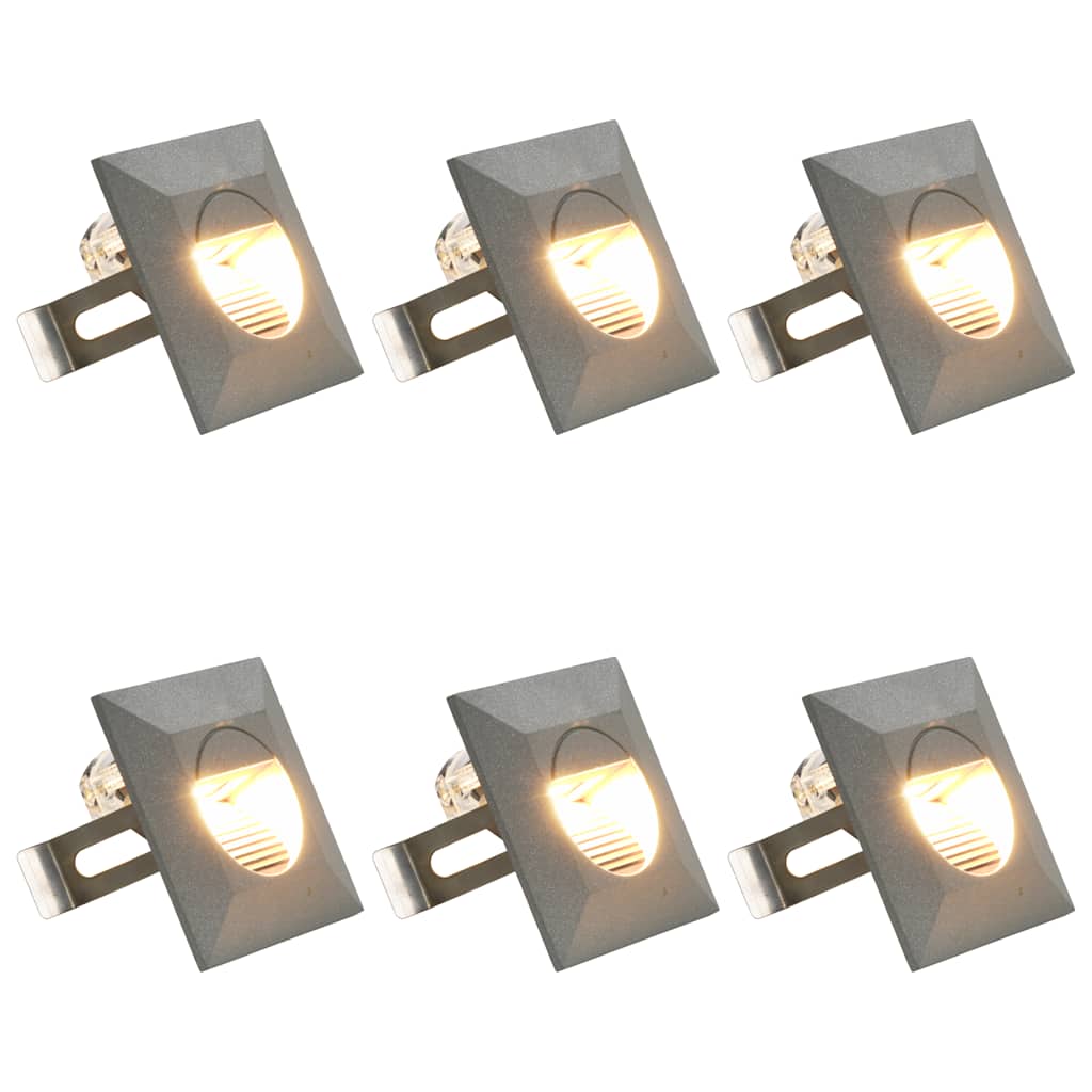 Lámparas LED de pared de jardín 6 unidades cuadrada plateada 2W