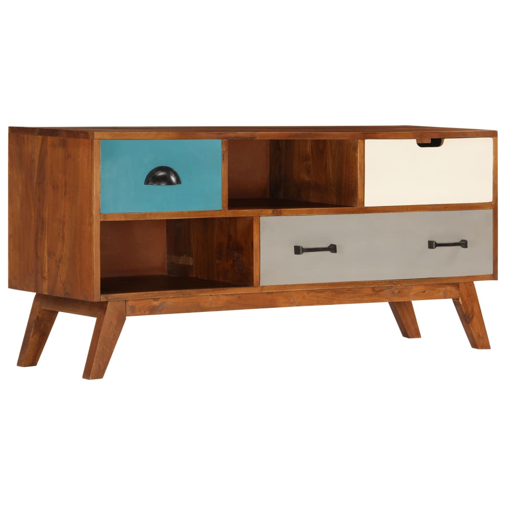 Mueble para TV con 3 cajones madera maciza acacia 110x35x50 cm