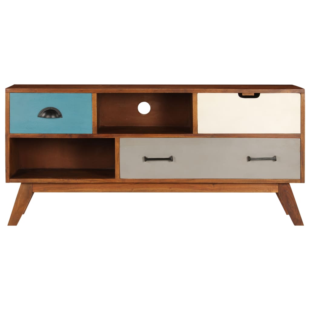 Mueble para TV con 3 cajones madera maciza acacia 110x35x50 cm