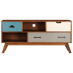 Mueble para TV con 3 cajones madera maciza acacia 110x35x50 cm