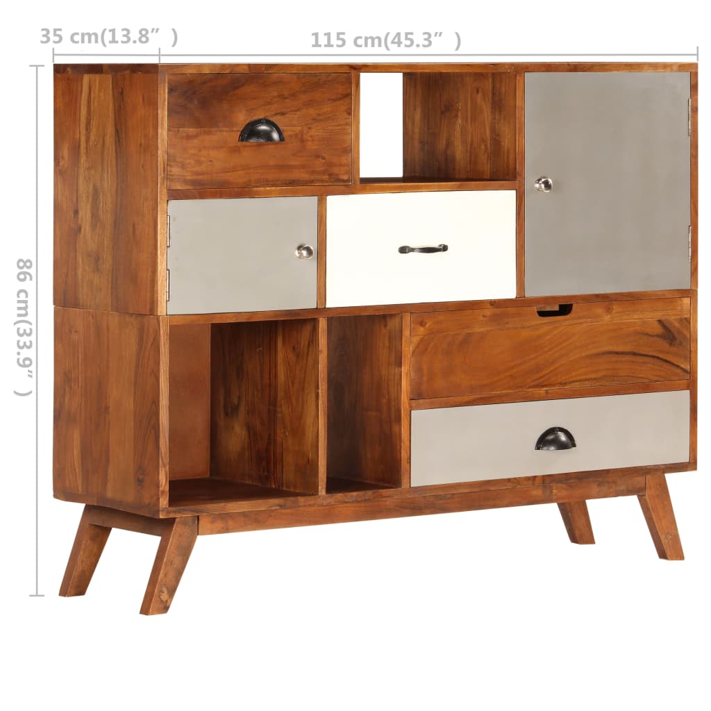 Aparador de madera maciza de acacia 115x35x86 cm