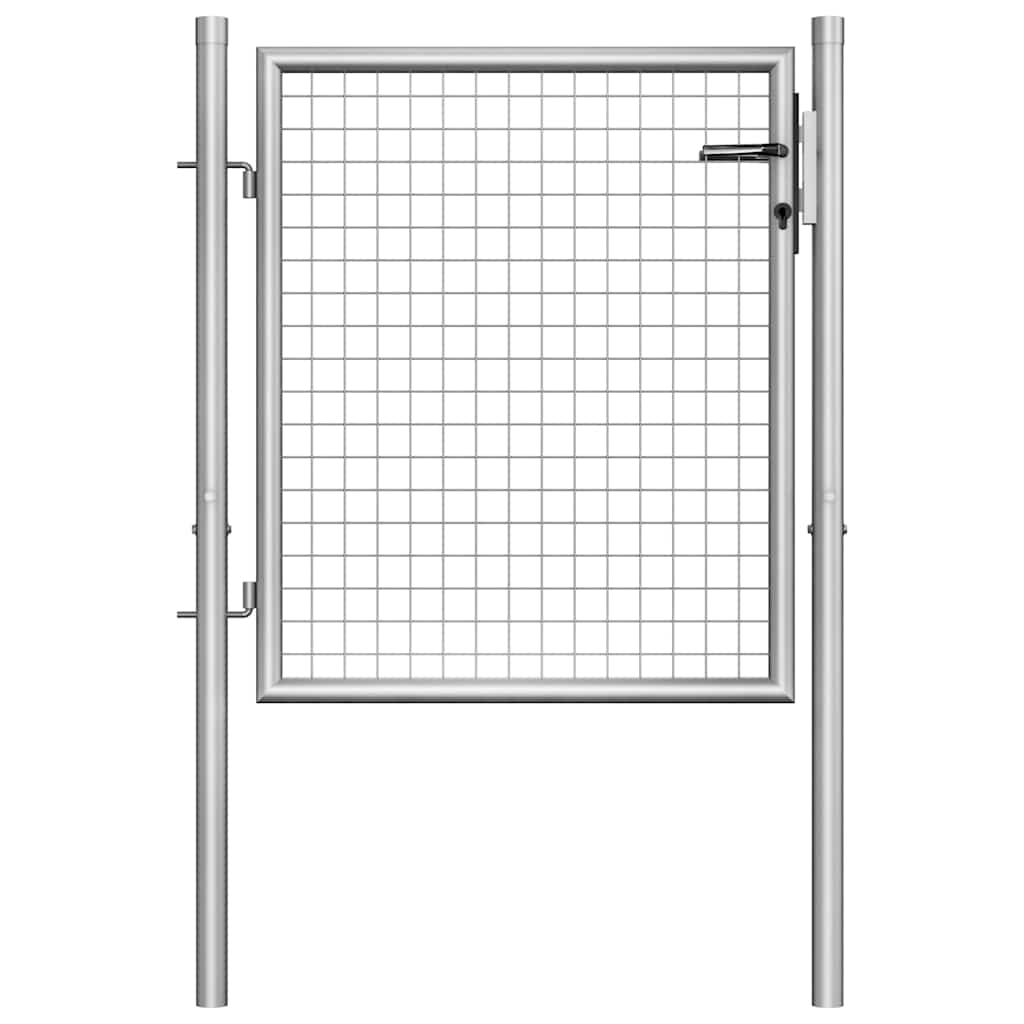Portão de jardim em aço galvanizado 100 x 125 cm cor prata