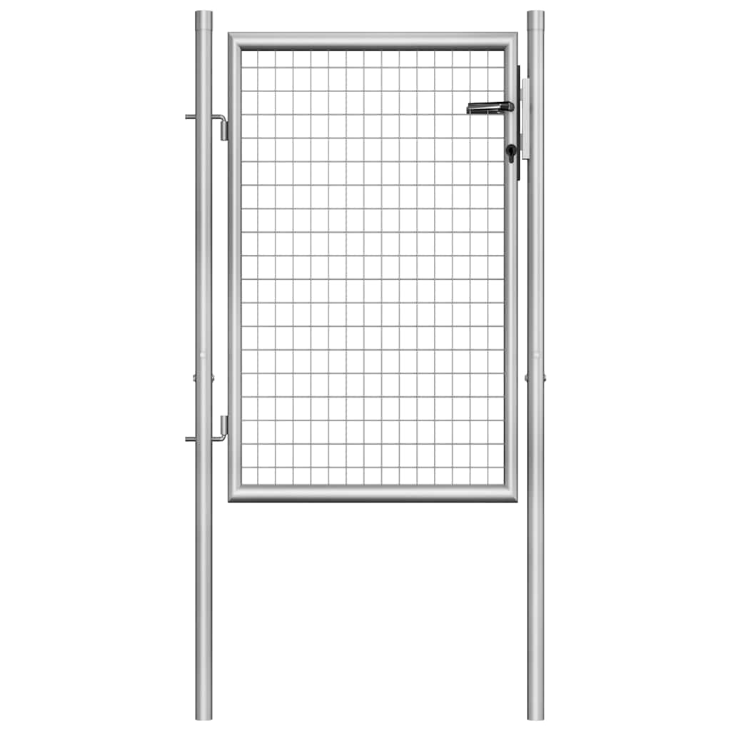 Portão de jardim em aço galvanizado 100 x 125 cm cor prata