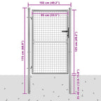 Puerta de jardín de acero galvanizado 100 x 125 cm color plata