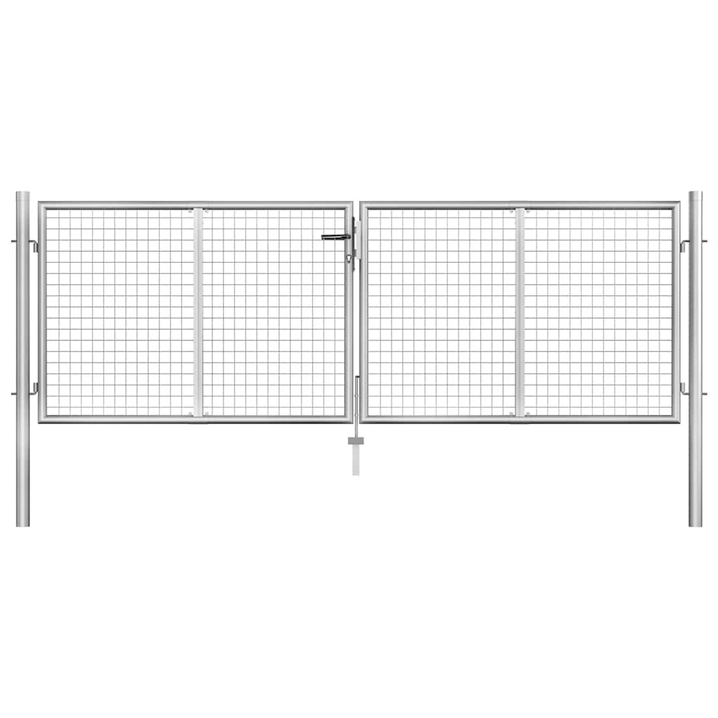 Portão de jardim em aço galvanizado 300 x 100 cm cor prateada