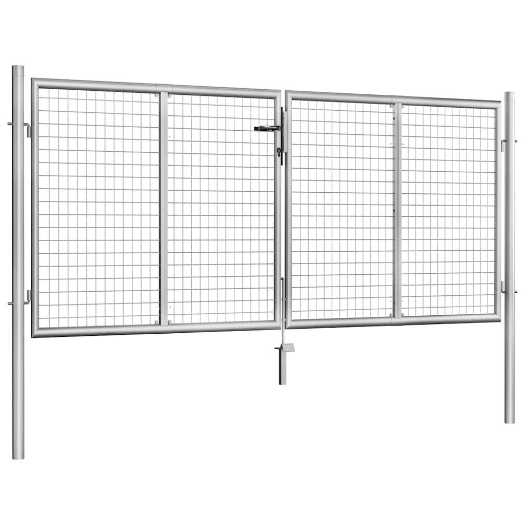 Puerta de jardín de acero galvanizado 300 x 100 cm color plata