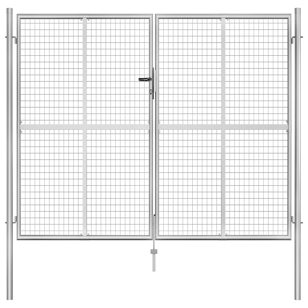 Portão de jardim em aço galvanizado 300 x 100 cm cor prateada