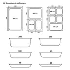 Bandejas Gastronorm 12 unidades GN 1/3 20 mm acero inoxidable